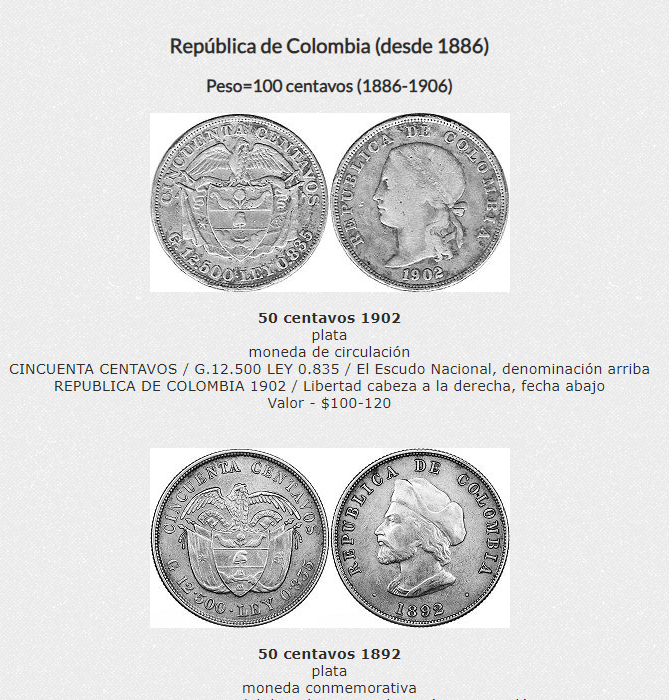 Colombia monedas catálogo en PDF