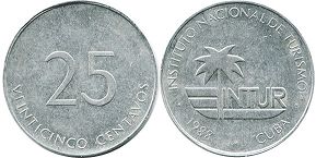 moneda Cuba 25 centavos 1988