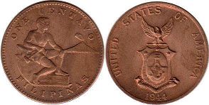 Moneda de filipinas de EE. UU. 1 centavo 1944