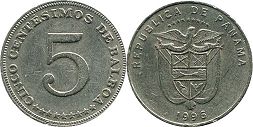moneda Panama 5 centésimos 1996