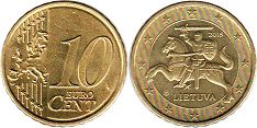moneda Lituania 10 euro cent 2015