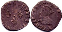 moneda Francia doble denier 1590