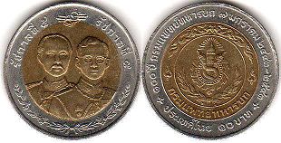 moneda Thailand 10 baht 2000