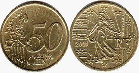 moneda Francia 50 euro cent 2001
