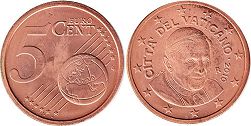 moneda Vaticano 5 euro cent 2010